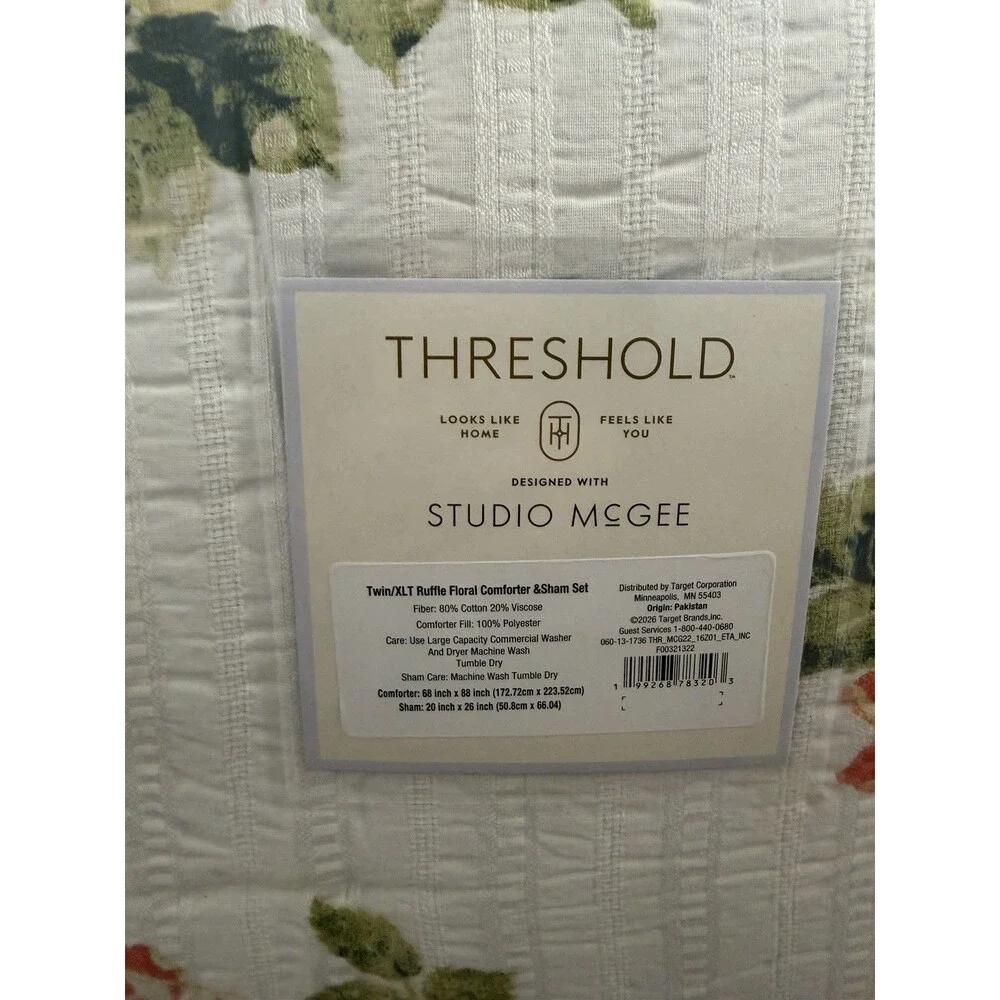 Twin/Twin XL Printed Floral Double Ruffle Comforter Set-Threshold Studio McGee